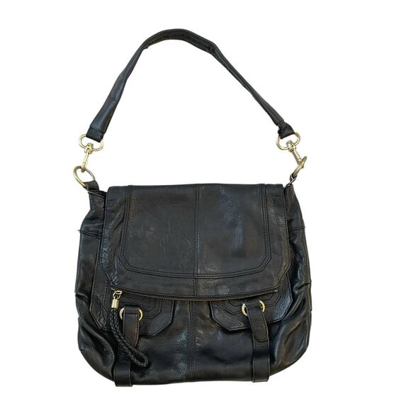 The Sak Black Leather Shoulder Bag Hobo Boho Handbag - Picture 1 of 9